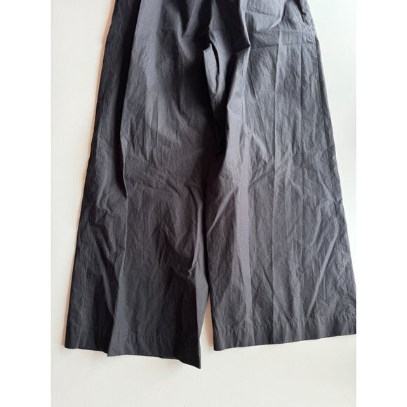 REBECCA TAYLOR Black Cotton Poplin Square Neck Wide Leg Cropped Jumpsuit, Size 2 - Picture 8 of 12